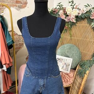 Women's Blue Denim Corset Top